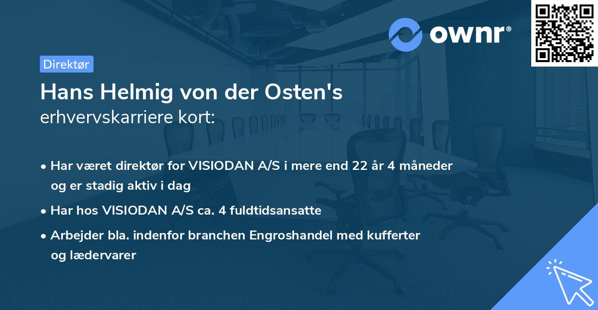 Hans Helmig von der Osten's erhvervskarriere kort