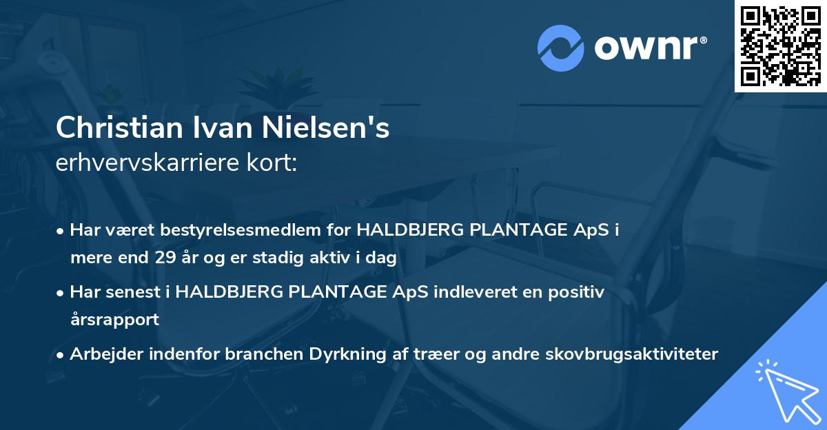 Christian Ivan Nielsen's erhvervskarriere kort