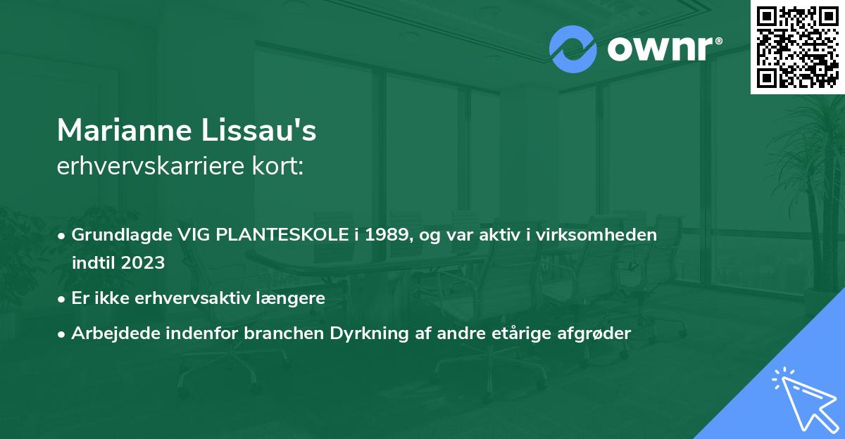 Marianne Lissau's erhvervskarriere kort