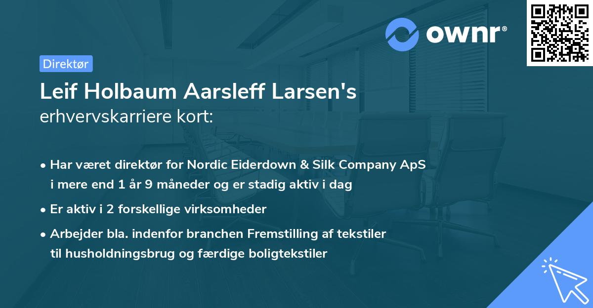 Leif Holbaum Aarsleff Larsen's erhvervskarriere kort