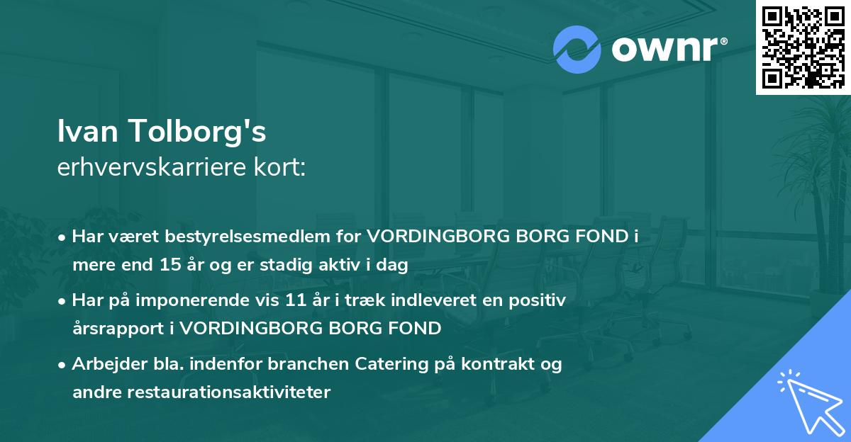 Ivan Tolborg's erhvervskarriere kort