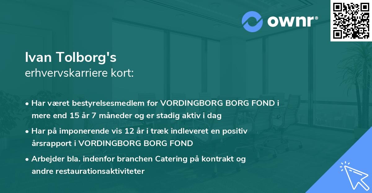 Ivan Tolborg's erhvervskarriere kort