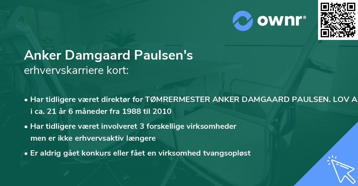 Anker Damgaard Paulsen's erhvervskarriere kort