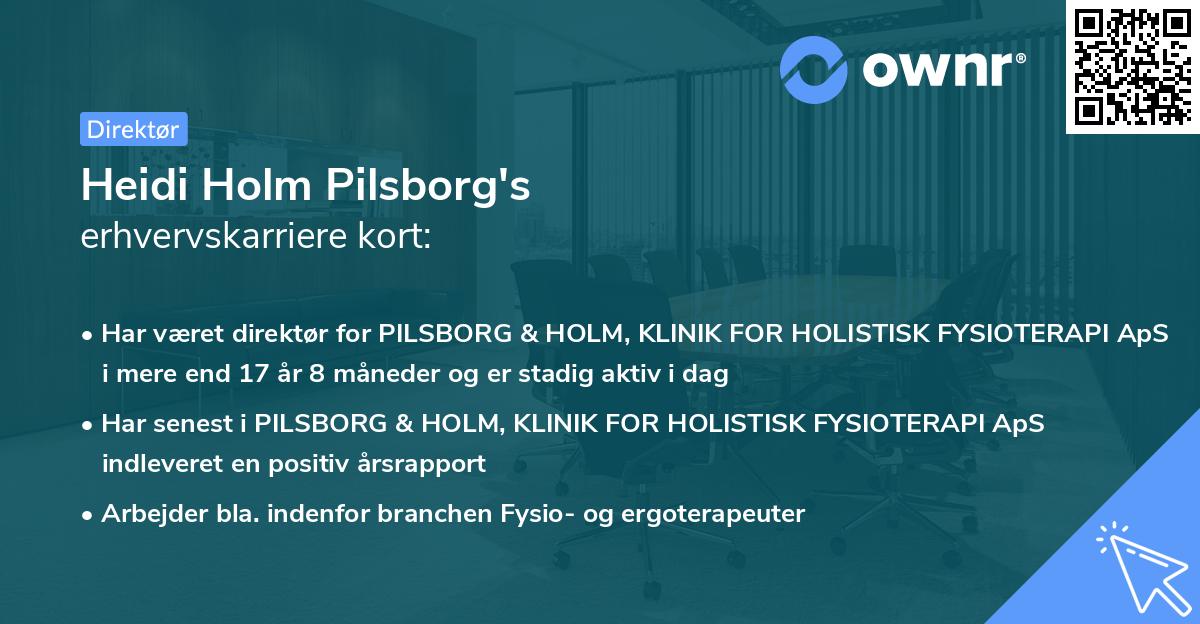 Heidi Holm Pilsborg's erhvervskarriere kort