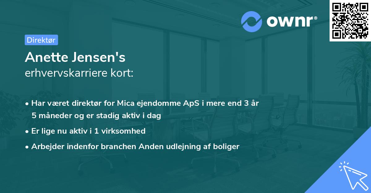 Anette Jensen's erhvervskarriere kort