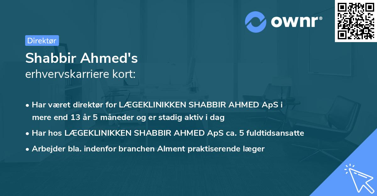 Shabbir Ahmed's erhvervskarriere kort