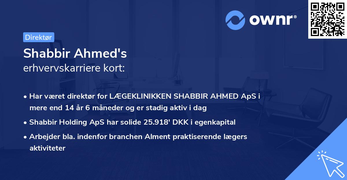 Shabbir Ahmed's erhvervskarriere kort