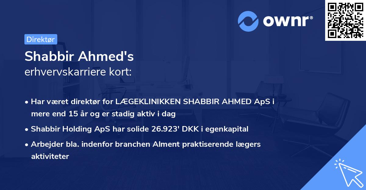 Shabbir Ahmed's erhvervskarriere kort