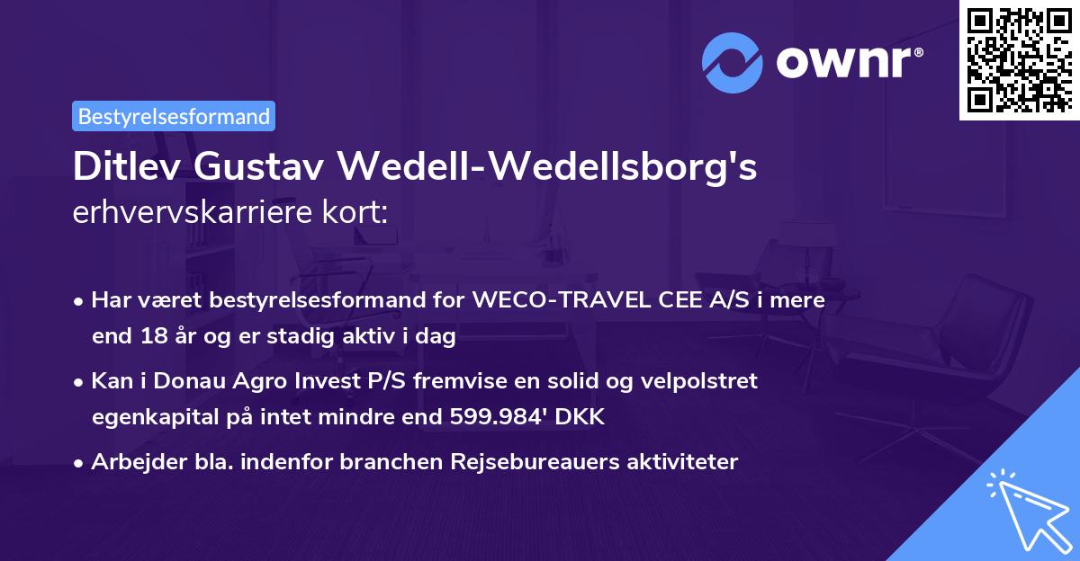 Ditlev Gustav Wedell-Wedellsborg's erhvervskarriere kort