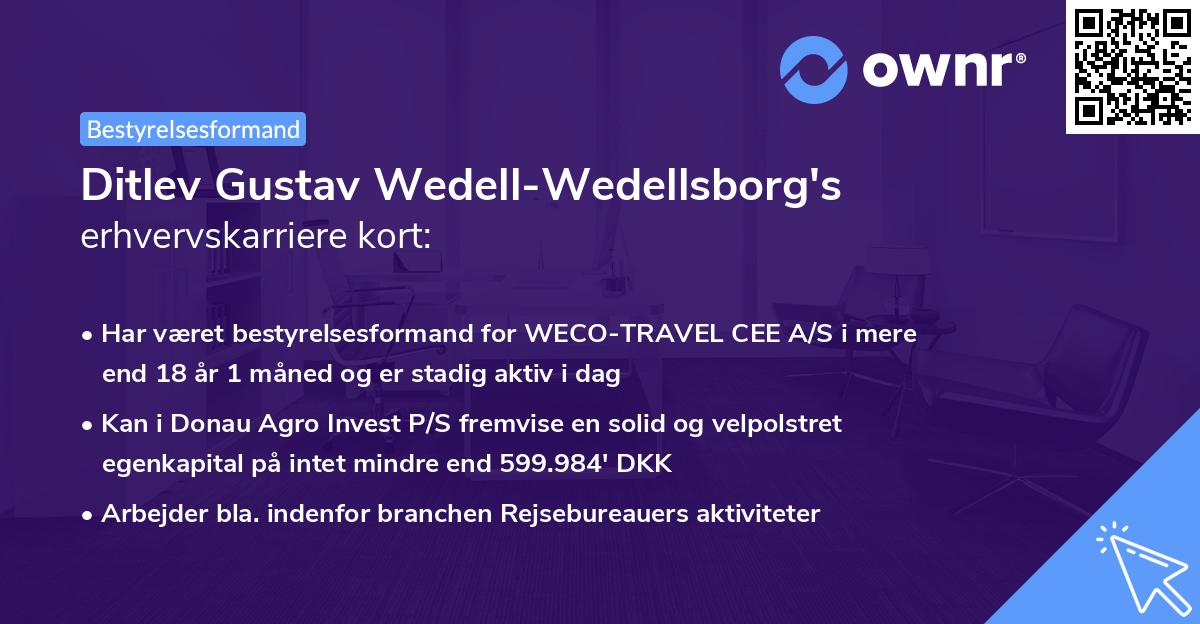 Ditlev Gustav Wedell-Wedellsborg's erhvervskarriere kort