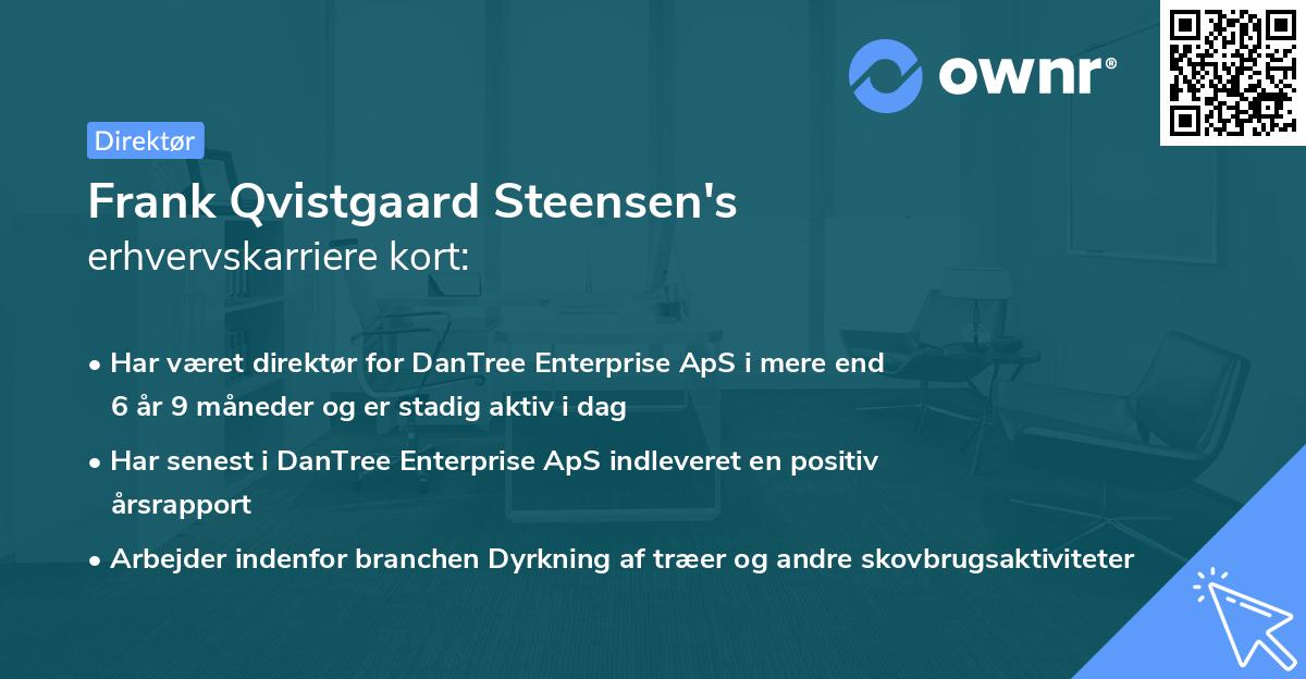 Frank Qvistgaard Steensen's erhvervskarriere kort