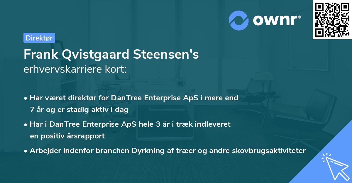 Frank Qvistgaard Steensen's erhvervskarriere kort