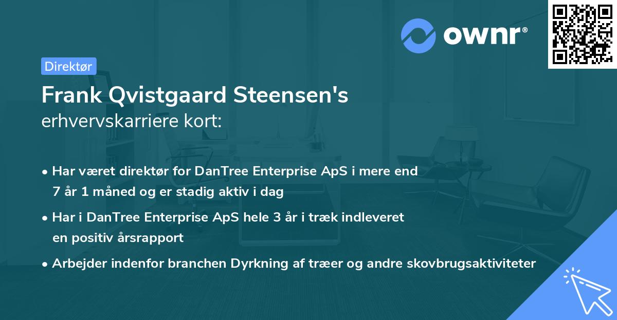 Frank Qvistgaard Steensen's erhvervskarriere kort
