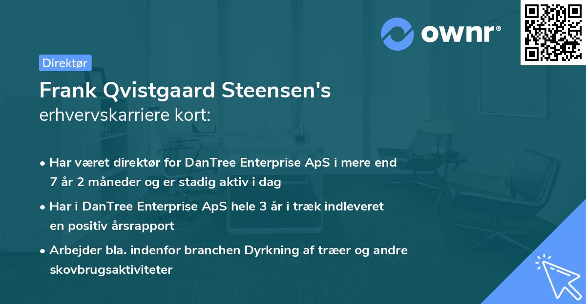 Frank Qvistgaard Steensen's erhvervskarriere kort