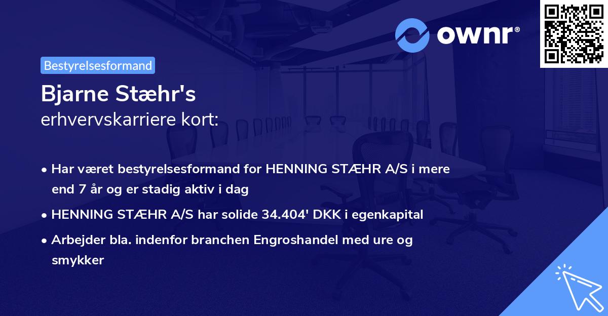 Bjarne Stæhr's erhvervskarriere kort