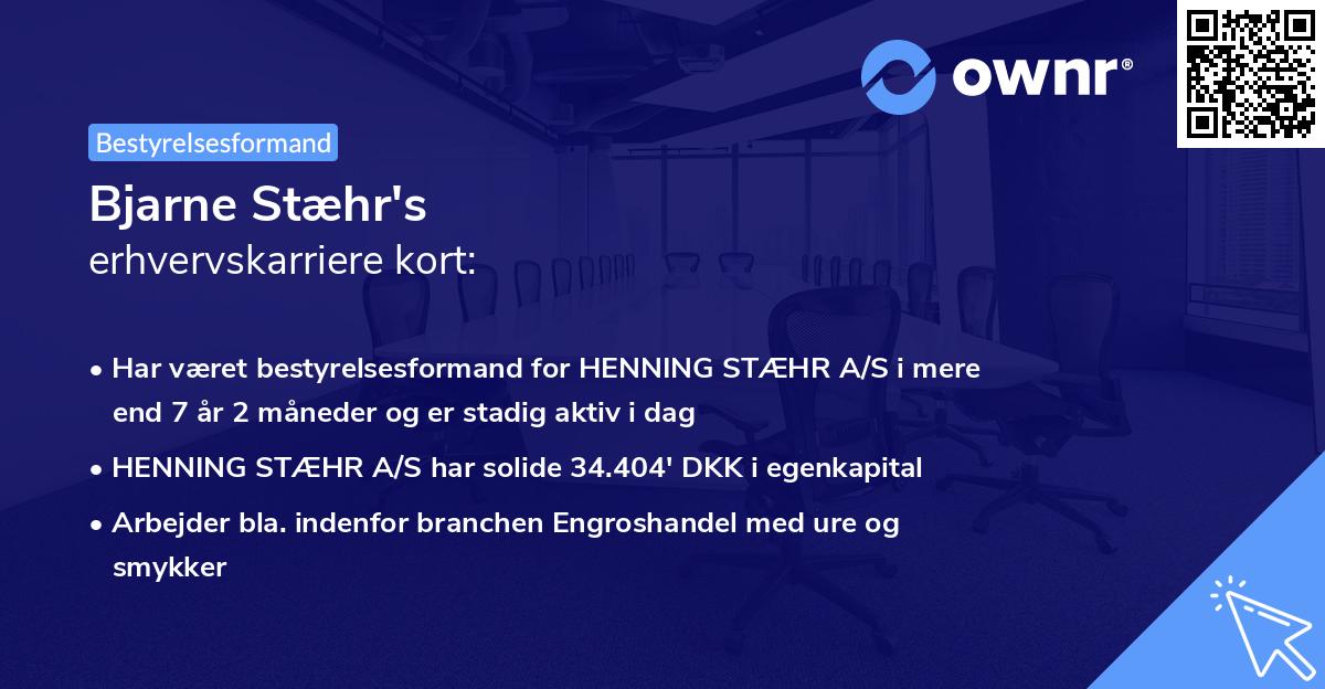 Bjarne Stæhr's erhvervskarriere kort