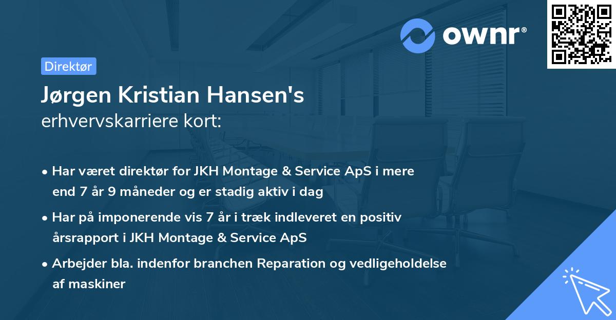 Jørgen Kristian Hansen's erhvervskarriere kort