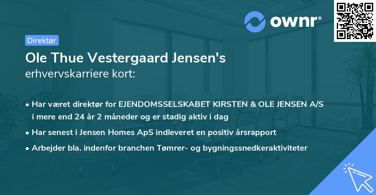 Ole Thue Vestergaard Jensen's erhvervskarriere kort