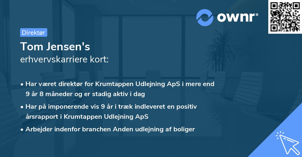 Tom Jensen's erhvervskarriere kort