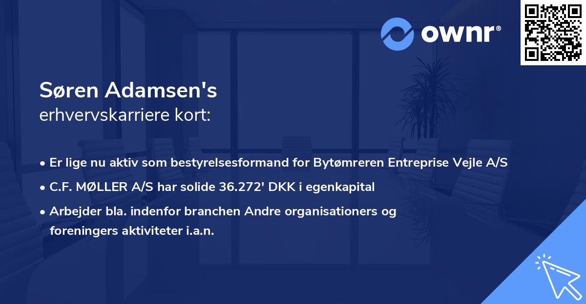 Søren Adamsen's erhvervskarriere kort