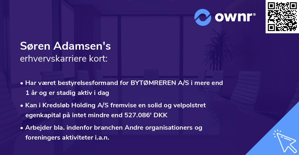 Søren Adamsen's erhvervskarriere kort
