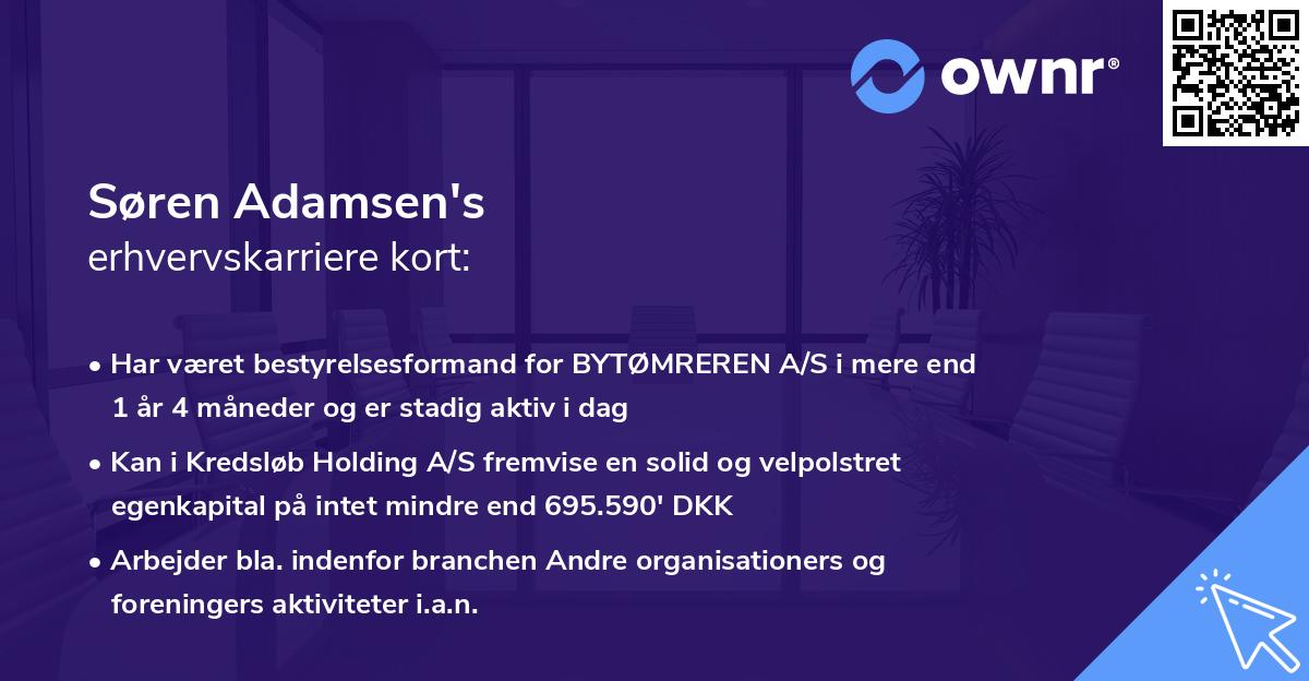 Søren Adamsen's erhvervskarriere kort