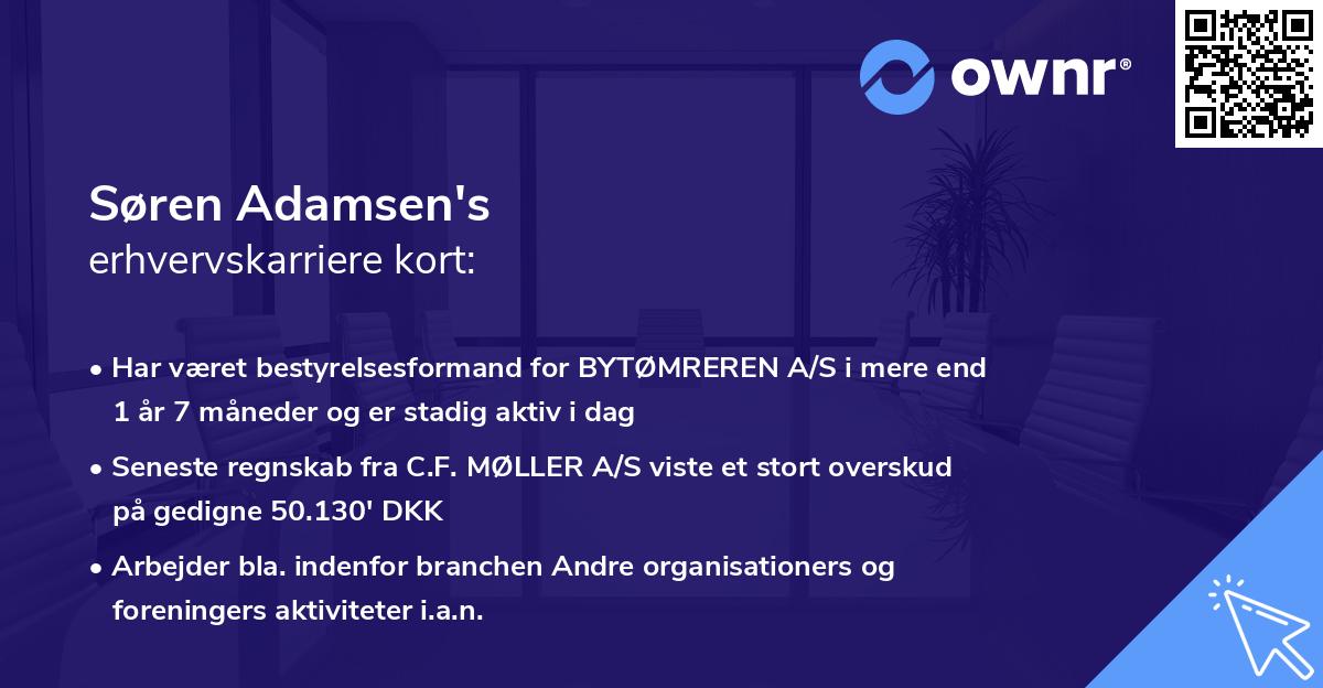 Søren Adamsen's erhvervskarriere kort