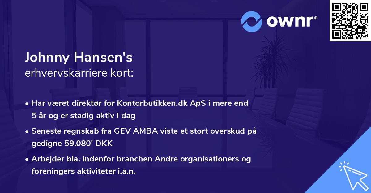 Johnny Hansen's erhvervskarriere kort