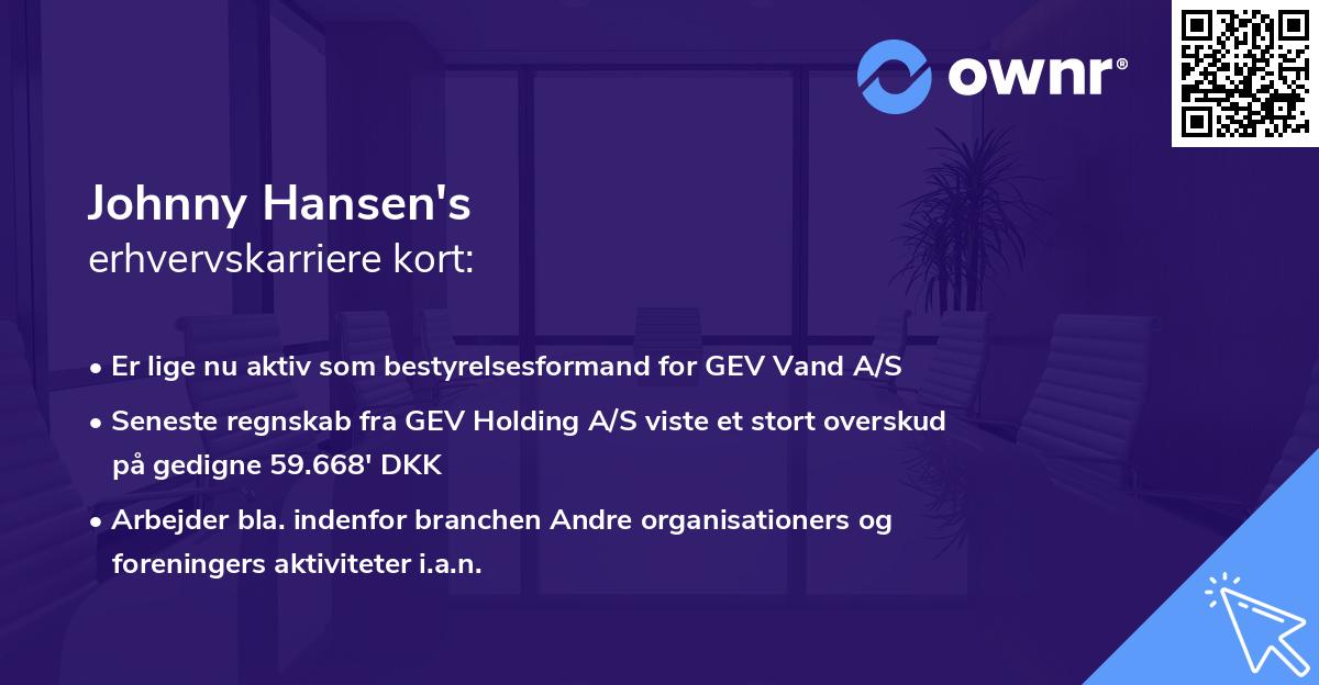 Johnny Hansen's erhvervskarriere kort