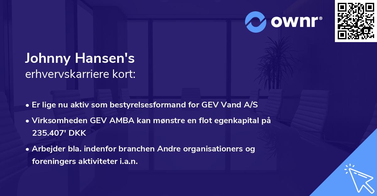 Johnny Hansen's erhvervskarriere kort