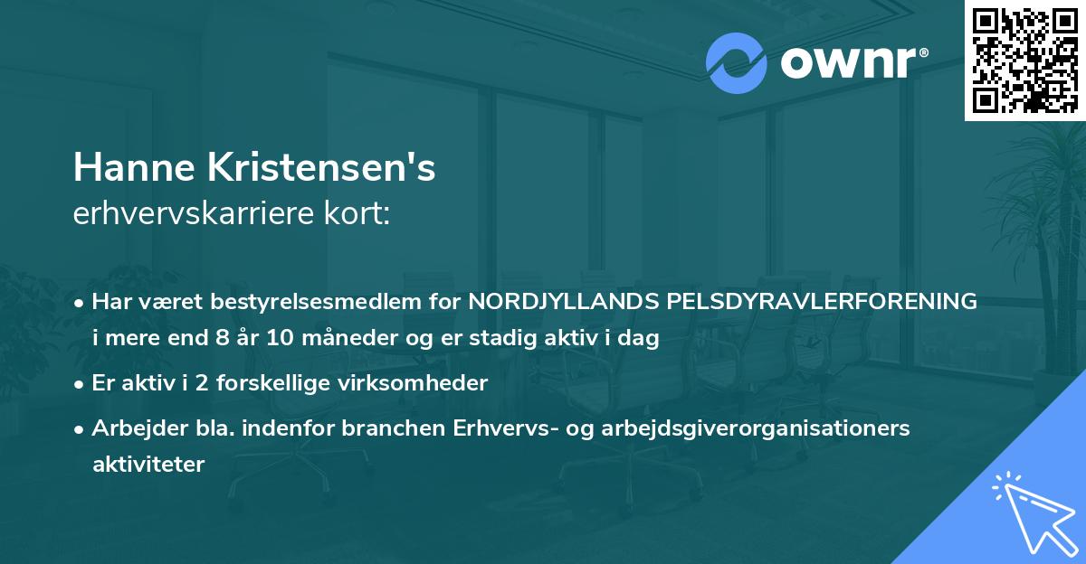 Hanne Kristensen's erhvervskarriere kort