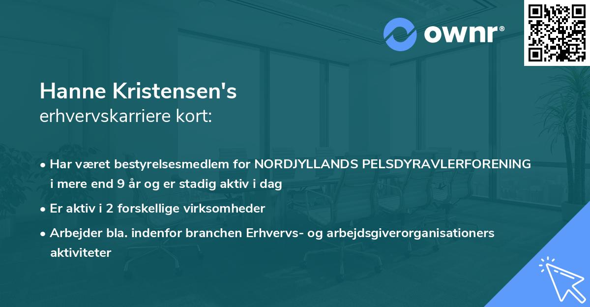 Hanne Kristensen's erhvervskarriere kort