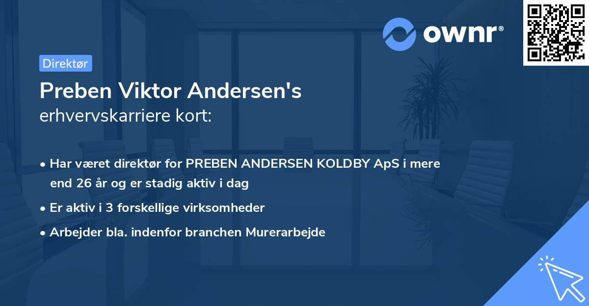 Preben Viktor Andersen's erhvervskarriere kort