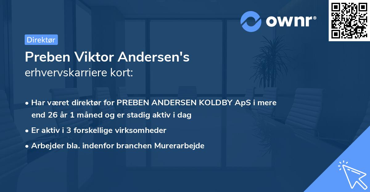 Preben Viktor Andersen's erhvervskarriere kort