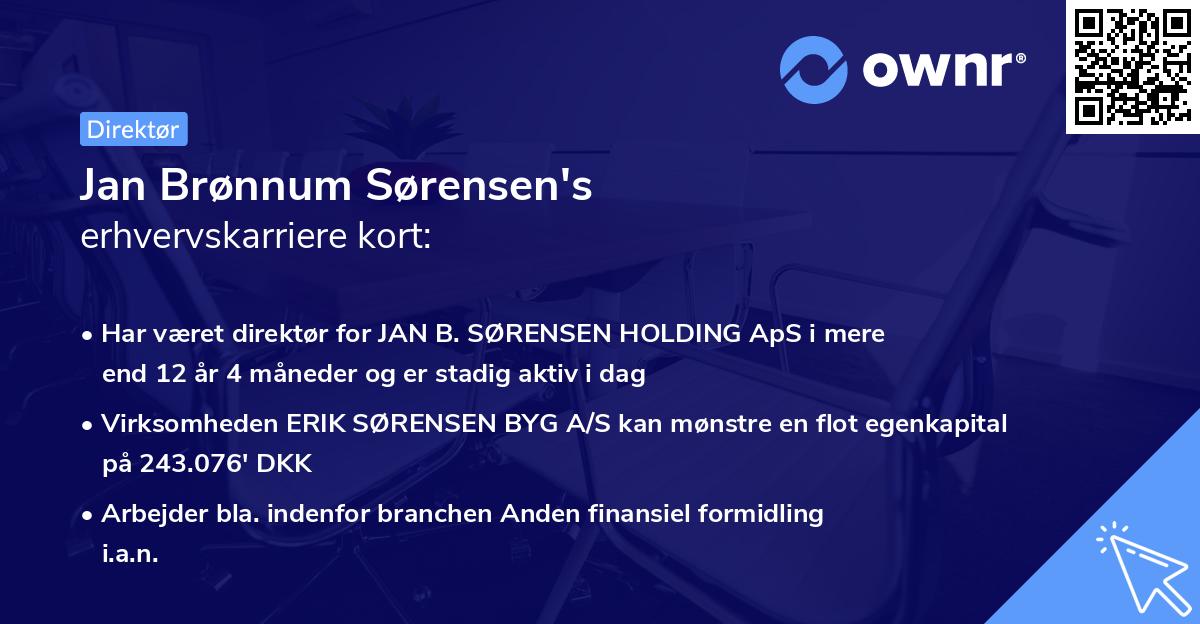 Jan Brønnum Sørensen's erhvervskarriere kort