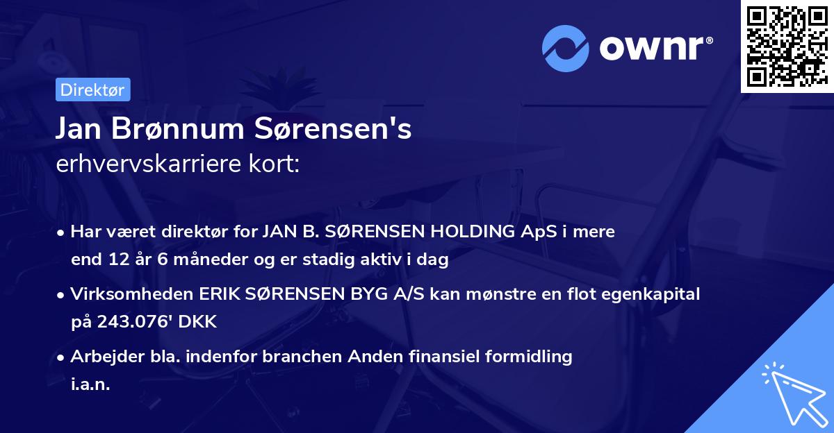 Jan Brønnum Sørensen's erhvervskarriere kort