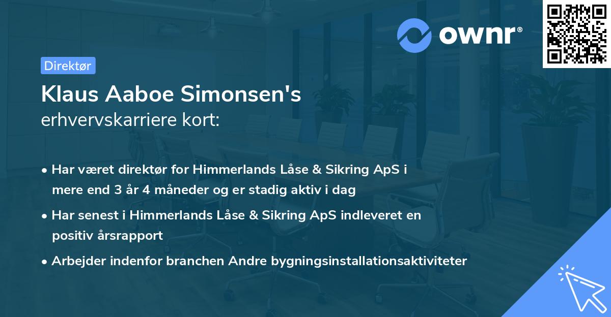 Klaus Aaboe Simonsen's erhvervskarriere kort