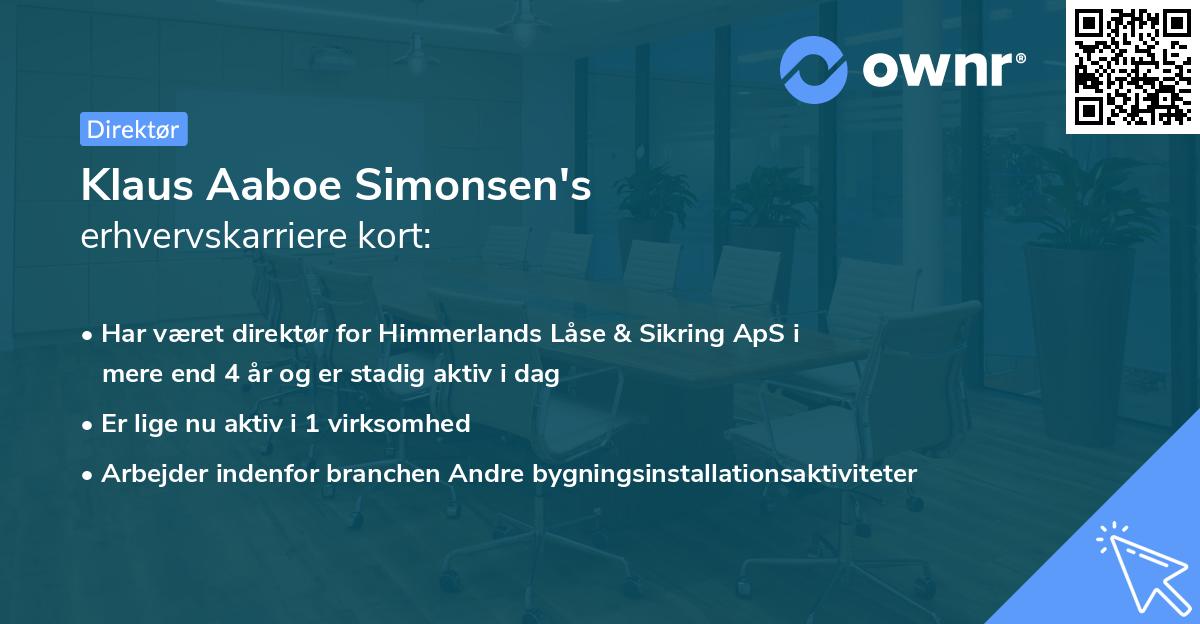 Klaus Aaboe Simonsen's erhvervskarriere kort