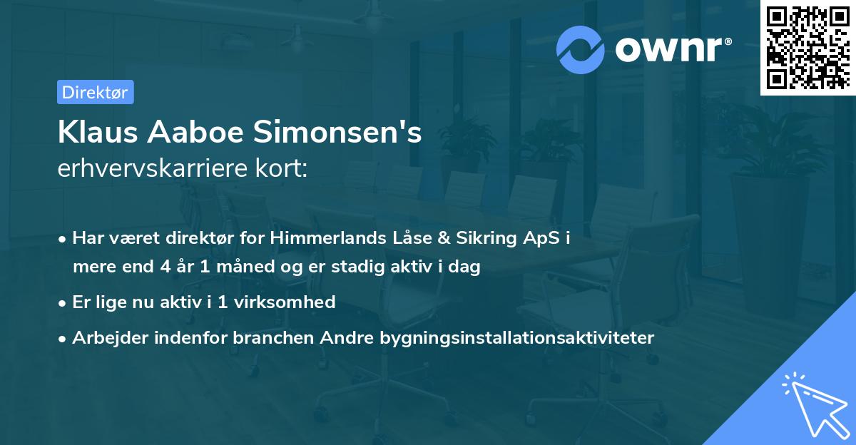 Klaus Aaboe Simonsen's erhvervskarriere kort