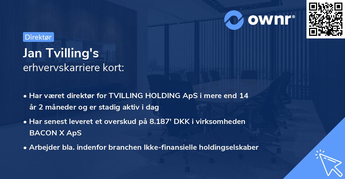 Jan Tvilling's erhvervskarriere kort
