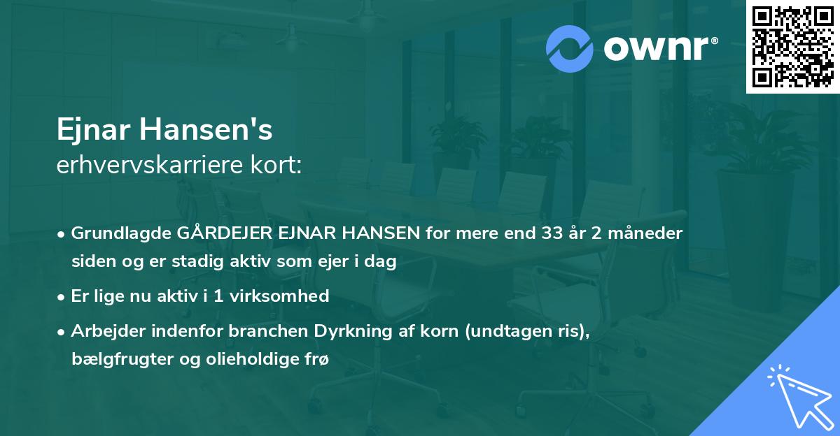Ejnar Hansen's erhvervskarriere kort