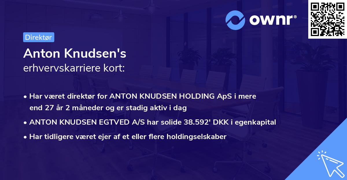 Anton Knudsen's erhvervskarriere kort