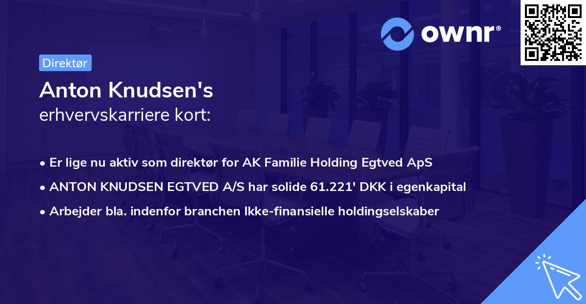 Anton Knudsen's erhvervskarriere kort