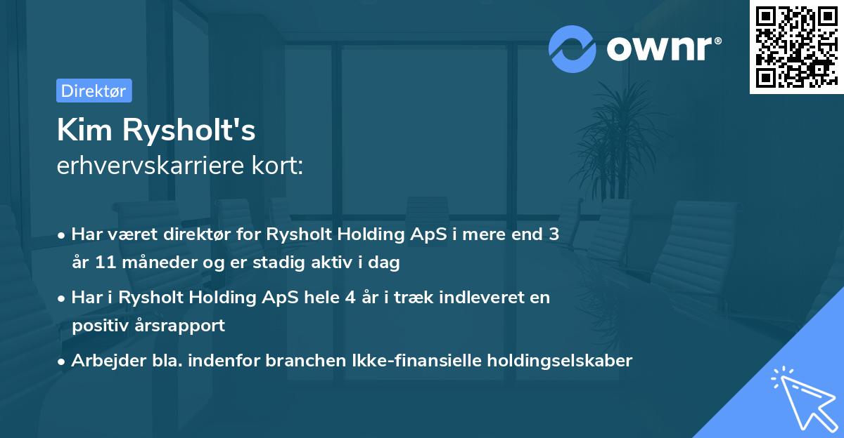 Kim Rysholt's erhvervskarriere kort