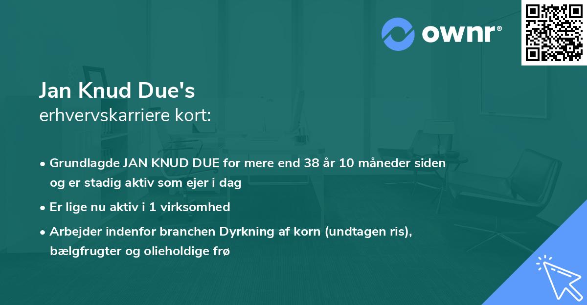 Jan Knud Due's erhvervskarriere kort
