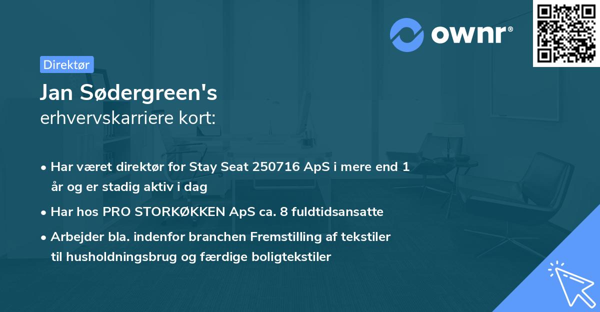 Jan Sødergreen's erhvervskarriere kort