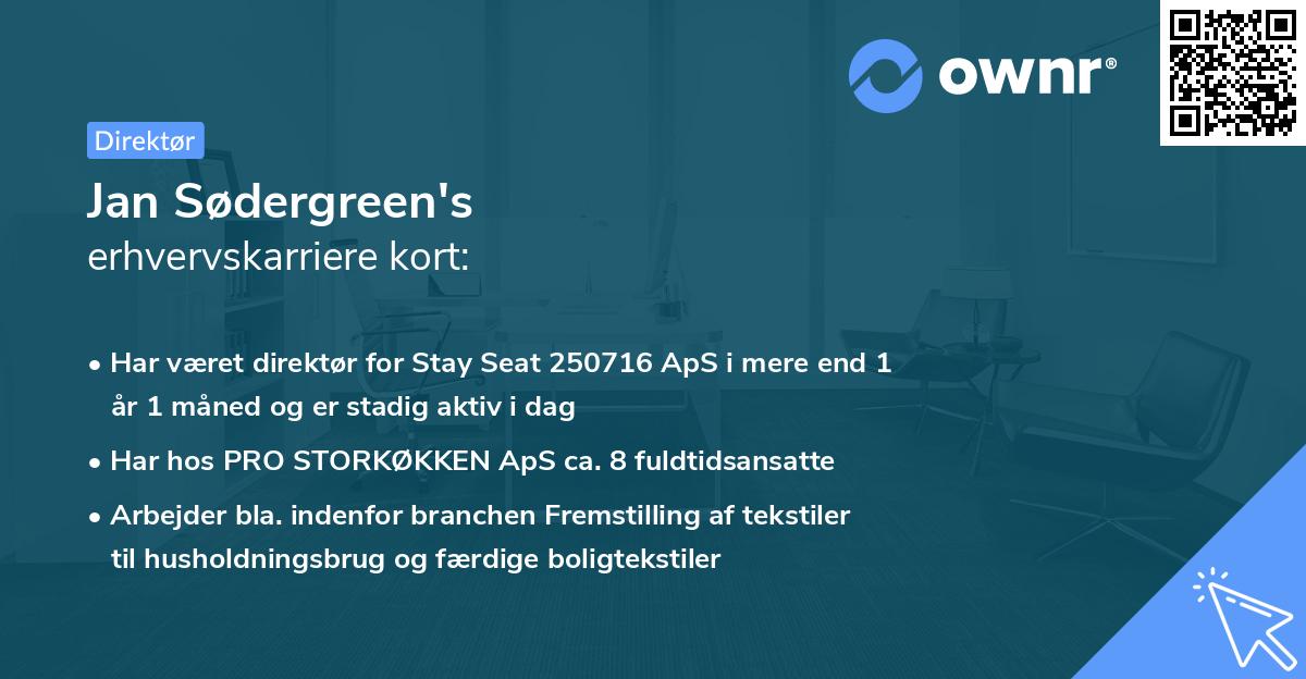 Jan Sødergreen's erhvervskarriere kort