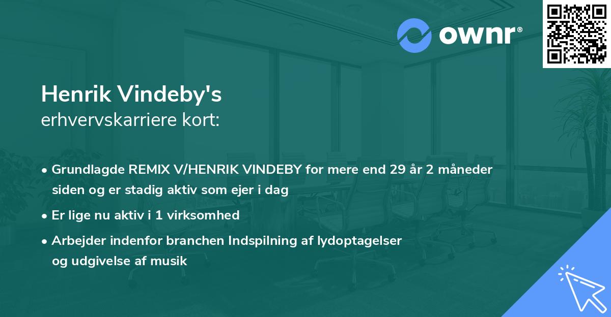 Henrik Vindeby's erhvervskarriere kort