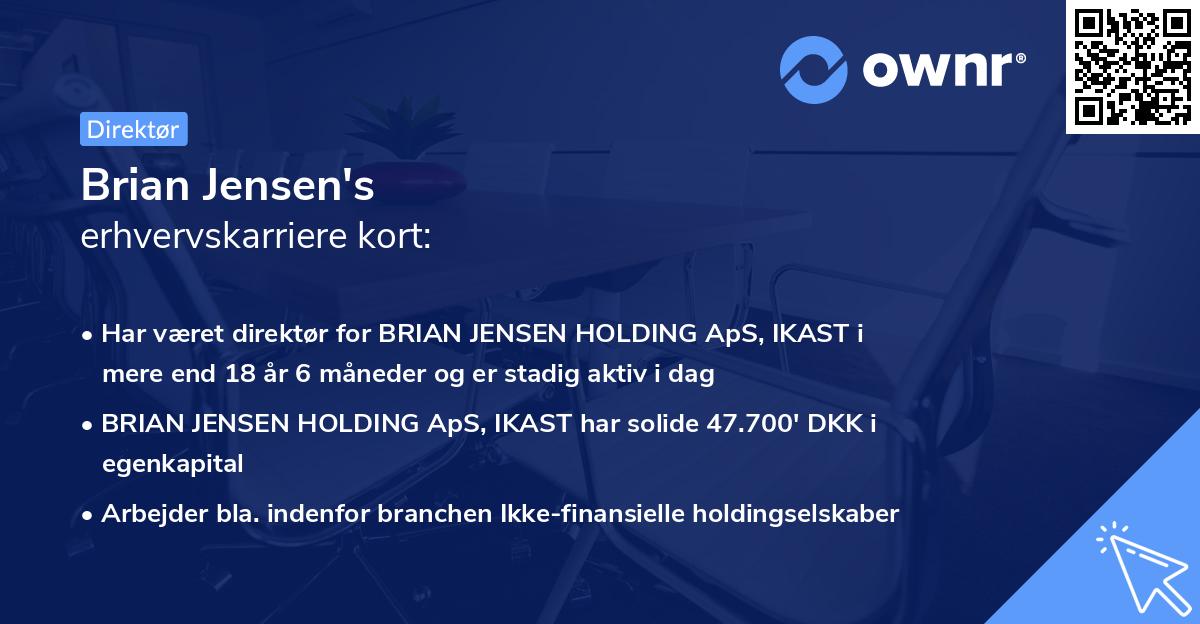 Brian Jensen's erhvervskarriere kort