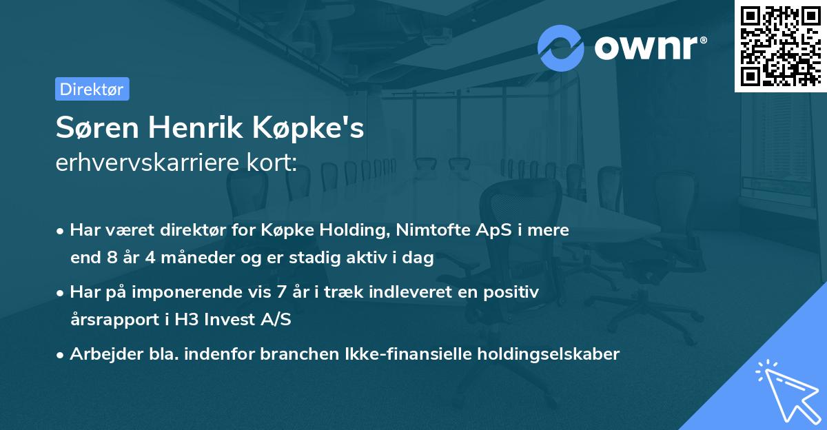 Søren Henrik Køpke's erhvervskarriere kort